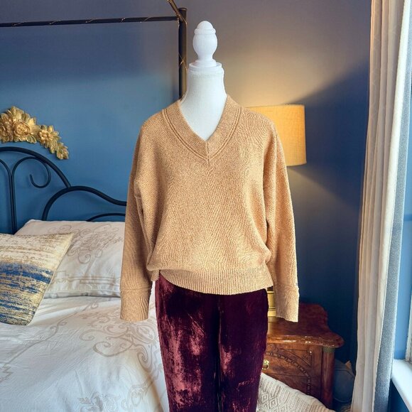 Tommy Hilfiger Camel Tan V Neck Sweater - Picture 2 of 8